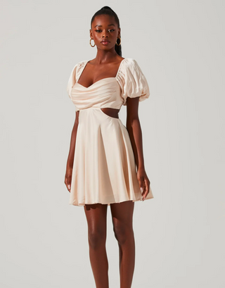 CLARITA CUTOUT PUFF SLEEVE MINI DRESS