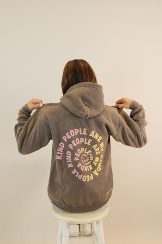 Vintage Charcoal Grey Kind people Hoodie