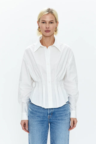 JULIE PLEATED BUTTON DOWN SHIRT
