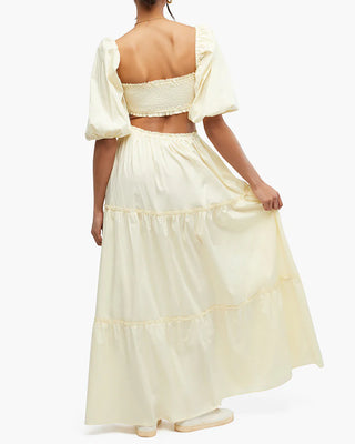 SMOCKED CUT OUT MAXI DRESS