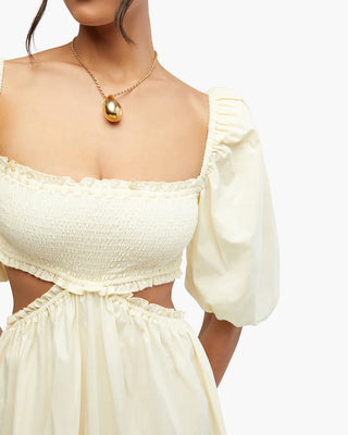 SMOCKED CUT OUT MAXI DRESS