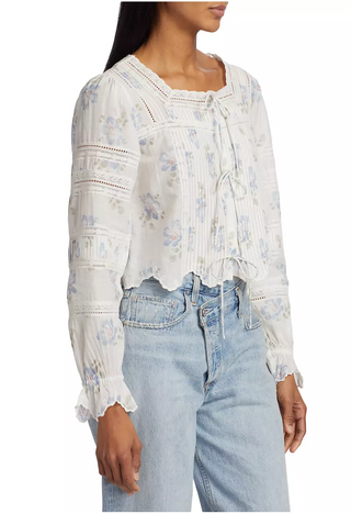 Sanra Floral Lace Pintuck Blouse