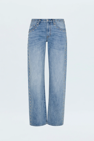 LEXI MID RISE BOWED STRAIGHT JEAN - SATELLITE