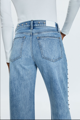 LEXI MID RISE BOWED STRAIGHT JEAN - SATELLITE