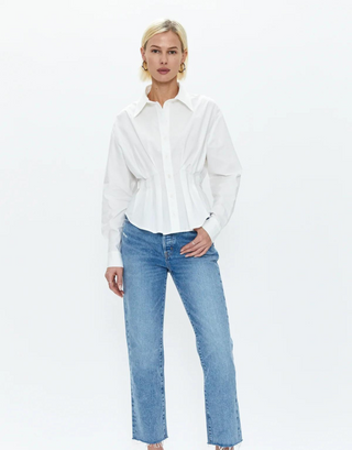 JULIE PLEATED BUTTON DOWN SHIRT