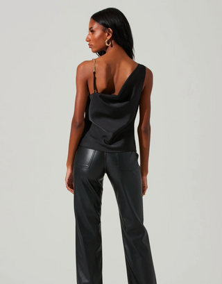 LARISA SATIN RHINESTONE STRAP TOP