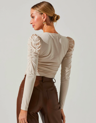 ENCINO RUCHED LONG SLEEVE TOP