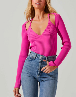 ESTEFANIA SHOULDER CUTOUT SWEATER