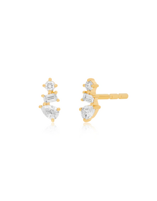 Multi Faceted Diamond Stud Earring