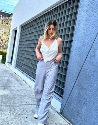 REIGN ASYMMETRICAL COWL NECK TOP